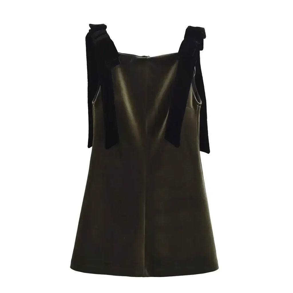 TFMLN Autumn New Women Dress 2024 Slim Chic Sleeveless Dress Bow Casual  Mini Frock Female Fashion Elegant Short Party Dress Femstylo