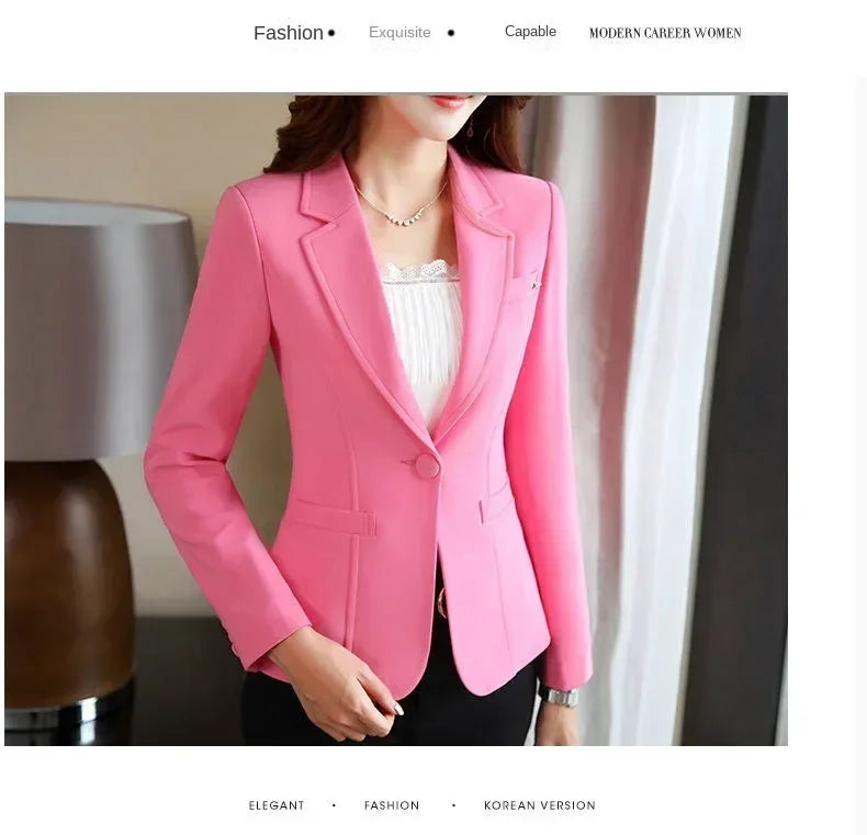 Korean Women's Fit and Tailored Blazer Jacket for Spring and Autumn Office Lady OL Casual Business Suit for Women Trendy Style Femstylo
