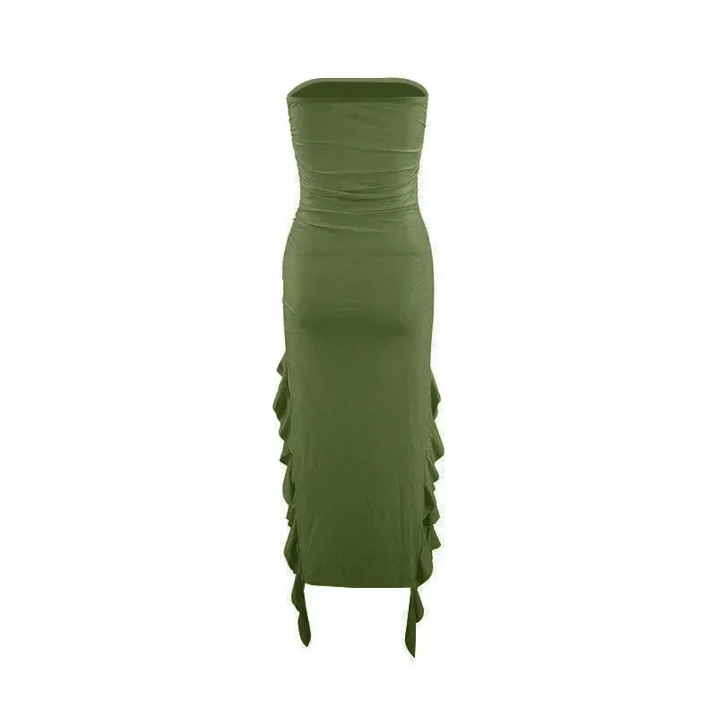 BWQ Long Dresses For Women Slit Sexy Bodycon Sleeveless Jellyfish Dress Hot Girls Fashion Off The Shoulders Maxi Dress Woman Femstylo
