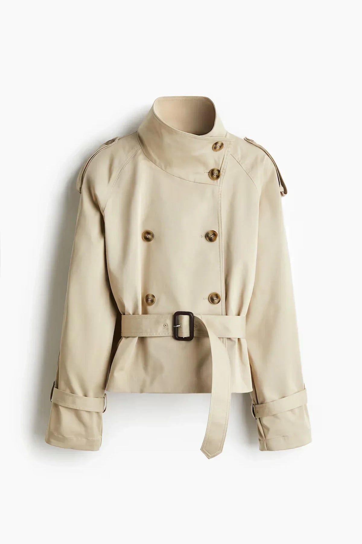 Fashion Women's Short Belt Jackets Turtleneck Double Breasted Full Sleeve Female Trench Coats 2025 Autumn Lady Commute Outwear Urban Fashion Icon