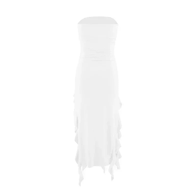 BWQ Long Dresses For Women Slit Sexy Bodycon Sleeveless Jellyfish Dress Hot Girls Fashion Off The Shoulders Maxi Dress Woman Femstylo