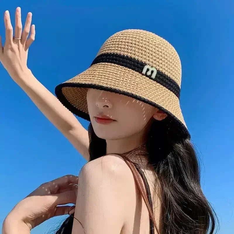 Outdoor Sunshade Hats Summer Breathable Hollow Knitted Korean Fashion Women Fisherman Hat Permeability Crochet Retro Bucket Hat Femstylo
