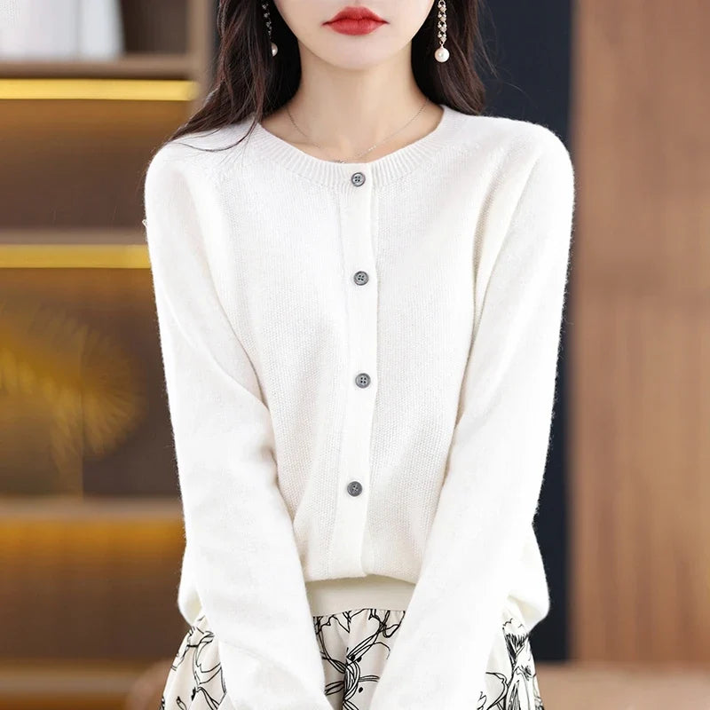 High-Grade Knit Sweater Crewneck Cardigan Coat Autumn And Winter New Middle-Aged And Elderly Women's Fashion ZD060 Urban Fashion Icon