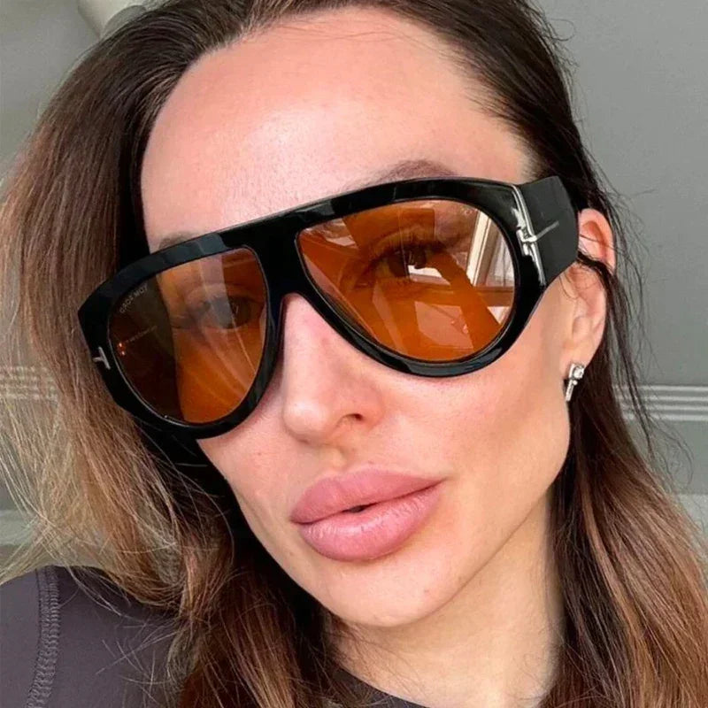 2024 New Fashion Big Frame Pilot Brown Sunglasses Women Men Brand T Outdoor Sun Glasses Female Shade Oculos De Sol Gifts Femstylo