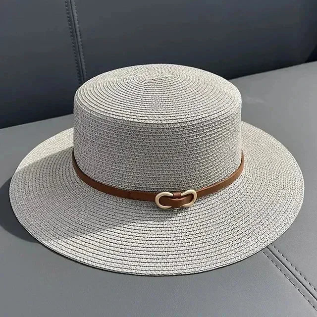 Simple Straw Summer Women Beach Hat Female Casual Panama Hat Women Flat Brim Bowknot Straw Cap Girls Sun Hat Femstylo