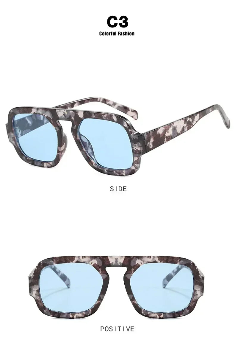 DOHOHDO 2025 Fashion Square Sunglasses Women New Retro Black Brown Thick Frame Pilot Sun Glasses Woman Chic Polygon Shades UV400 Femstylo