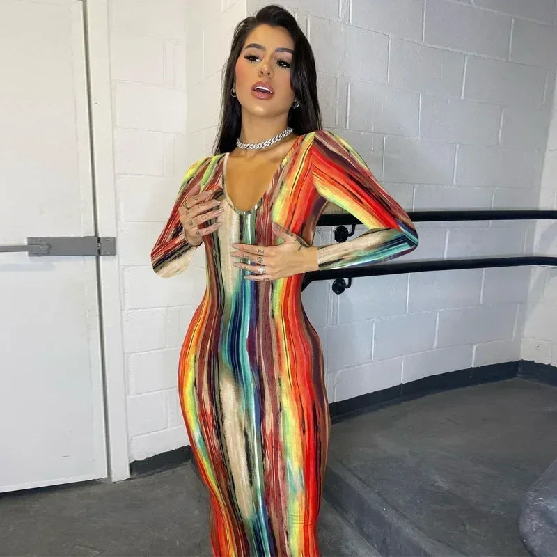 Spring And Summer Dresses For Women Chest Wrap Printed Off Shoulder Bandage Slim Sexy Long Dress 2023 New Fashion party MsChuh Femstylo
