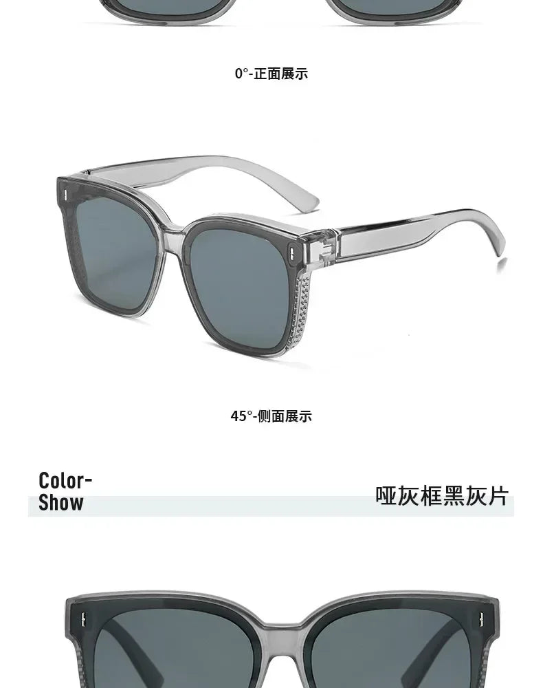 Fashion Square Polarized Sunglasses Cover Over Myopia Prescription Glasses Portable Men Women Vintage Fishing Driving Eyewear ﻿ Femstylo