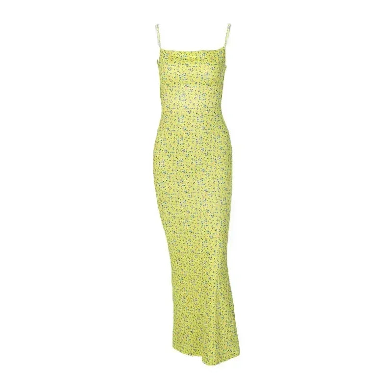 European and American Fashionable WOMEN'S Wear Spring and Summer Ins Style Sexy Slim Sling Printed Bare-back Dress Women Femstylo