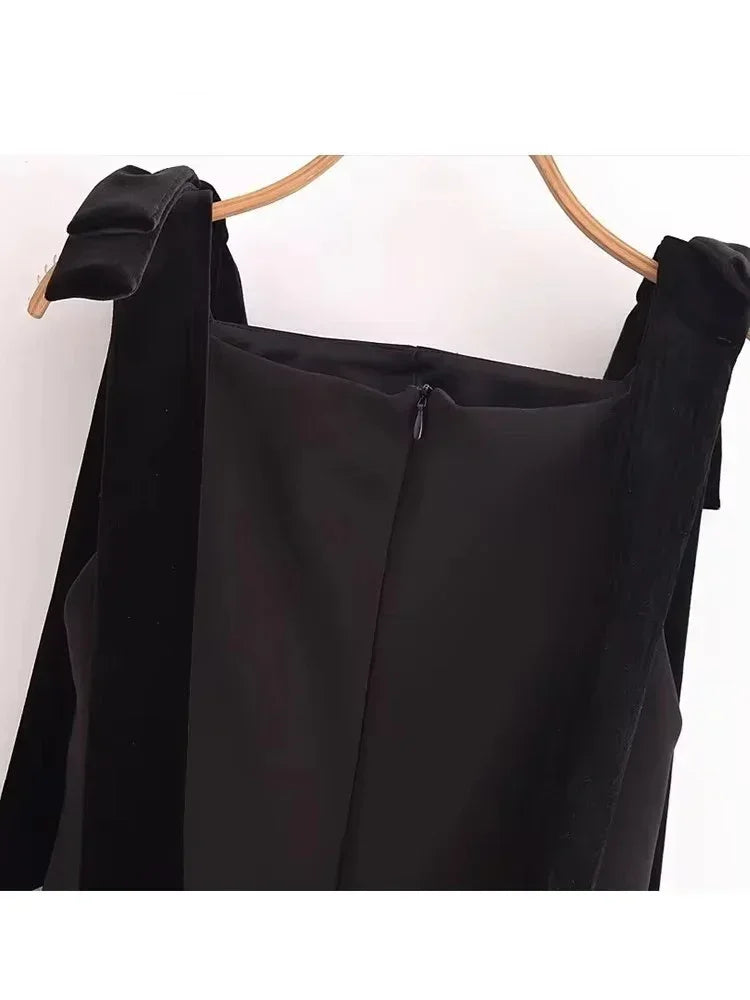 TFMLN Autumn New Women Dress 2024 Slim Chic Sleeveless Dress Bow Casual  Mini Frock Female Fashion Elegant Short Party Dress Femstylo
