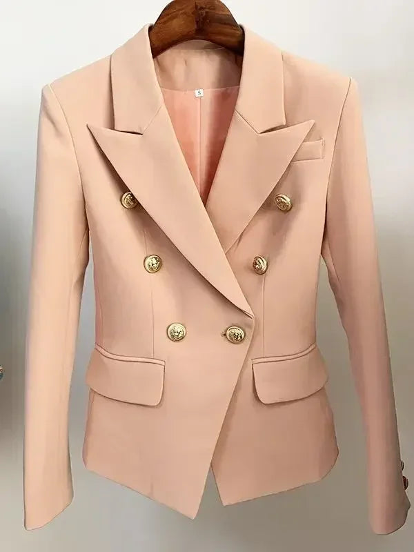TOP QUALITY New Fashion 2024 Designer Jacket Women's Classic Double Breasted Metal Lion Buttons Blazer Outer Size S-5XL Femstylo