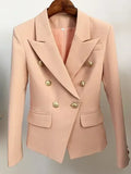 TOP QUALITY New Fashion 2024 Designer Jacket Women's Classic Double Breasted Metal Lion Buttons Blazer Outer Size S-5XL Femstylo