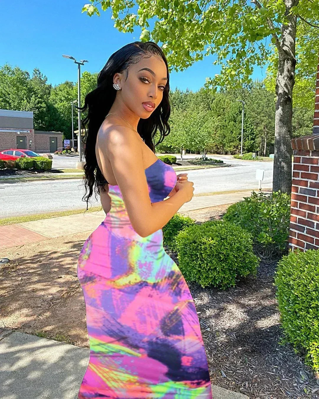 Spring And Summer Dresses For Women Chest Wrap Printed Off Shoulder Bandage Slim Sexy Long Dress 2023 New Fashion party MsChuh Femstylo
