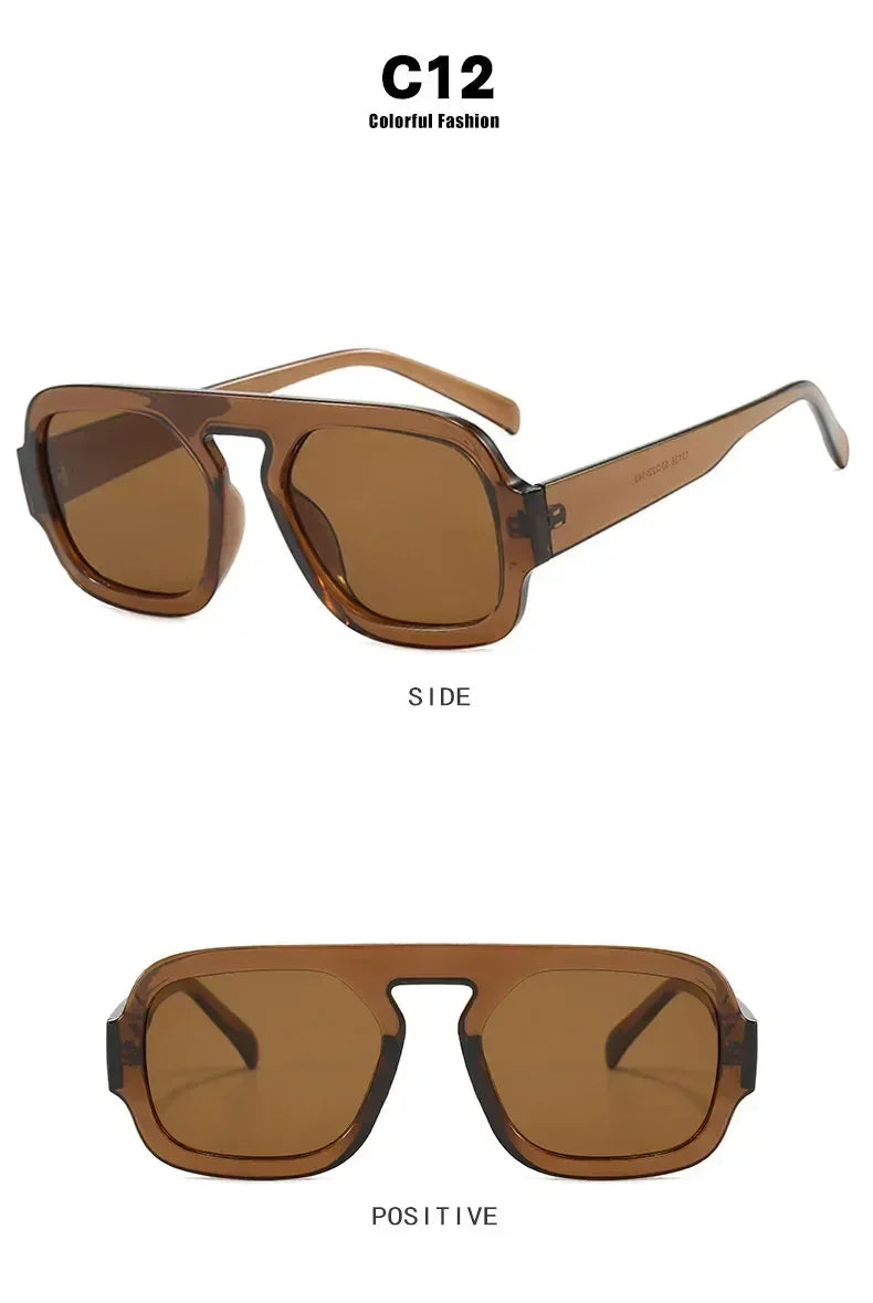DOHOHDO 2025 Fashion Square Sunglasses Women New Retro Black Brown Thick Frame Pilot Sun Glasses Woman Chic Polygon Shades UV400 Femstylo