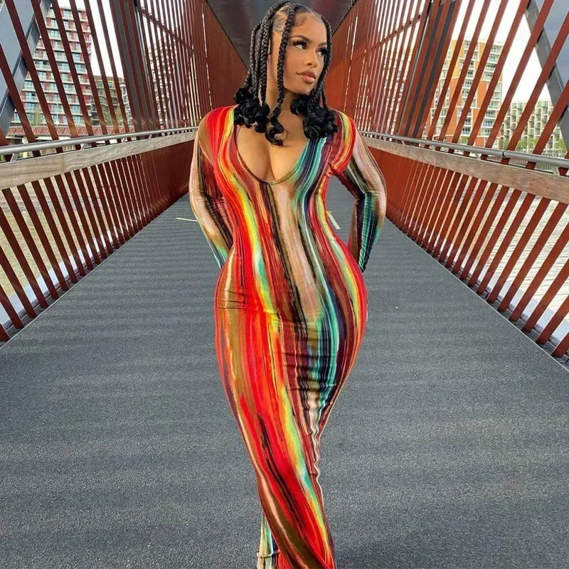 Spring And Summer Dresses For Women Chest Wrap Printed Off Shoulder Bandage Slim Sexy Long Dress 2023 New Fashion party MsChuh Femstylo