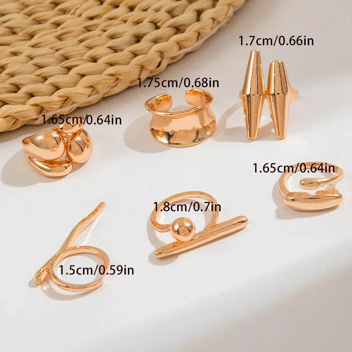 Docona Fashion Elegant Stacking Gold Colour Rings Geometric Design Ring Set Accessories Daily Festival Party Gifts 27910 Femstylo