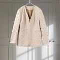 Rivet Fashion V-neck Balzer Coat Women Shoulder Pads Loose Fake Pocket Long Sleeve Jacket 2025 Spring Street Party Commute Tops Urban Fashion Icon