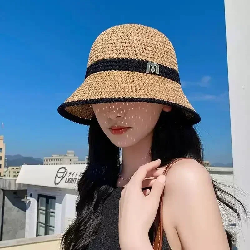 Outdoor Sunshade Hats Summer Breathable Hollow Knitted Korean Fashion Women Fisherman Hat Permeability Crochet Retro Bucket Hat Femstylo