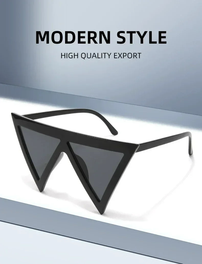 Oversized Triangle Punk Shiled Sunglasses Women Big Frame 2025 Luxury Brand Windproof Eyewear For Ladies UV400 Goggle Shades Femstylo