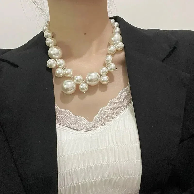 Elegant Imitation Pearl Women's Necklace Big Pearls Beads Choker Necklaces Party Wedding Bride Necklace Jewelry Girls Gifts Femstylo