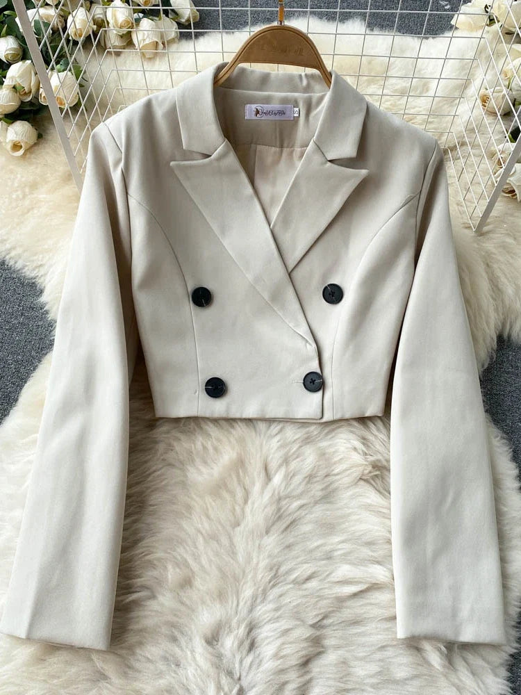 French Style Elegant Two Piece Sets Women Double Breasted Blazer Jacket + Mesh A-line Long Dress Fashion Korean Outfits Urban Fashion Icon