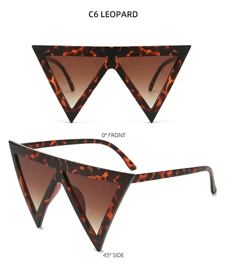 Oversized Triangle Punk Shiled Sunglasses Women Big Frame 2025 Luxury Brand Windproof Eyewear For Ladies UV400 Goggle Shades Femstylo