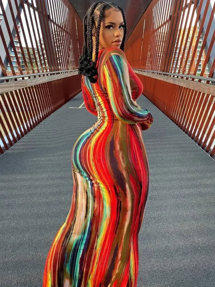 Spring And Summer Dresses For Women Chest Wrap Printed Off Shoulder Bandage Slim Sexy Long Dress 2023 New Fashion party MsChuh Femstylo