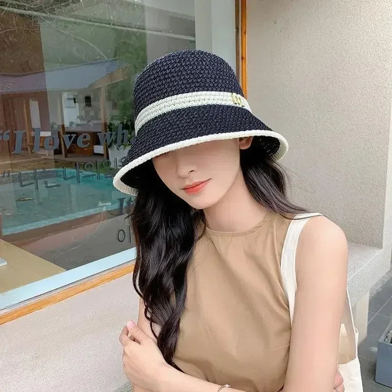 Outdoor Sunshade Hats Summer Breathable Hollow Knitted Korean Fashion Women Fisherman Hat Permeability Crochet Retro Bucket Hat Femstylo