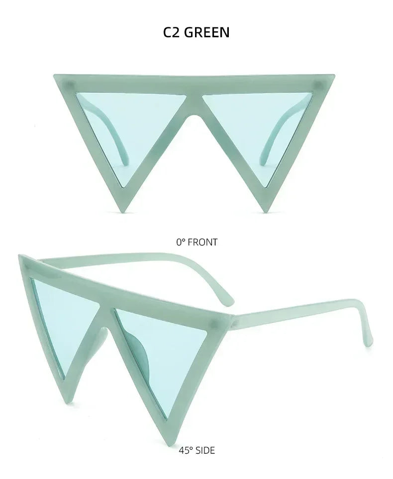Oversized Triangle Punk Shiled Sunglasses Women Big Frame 2025 Luxury Brand Windproof Eyewear For Ladies UV400 Goggle Shades Femstylo