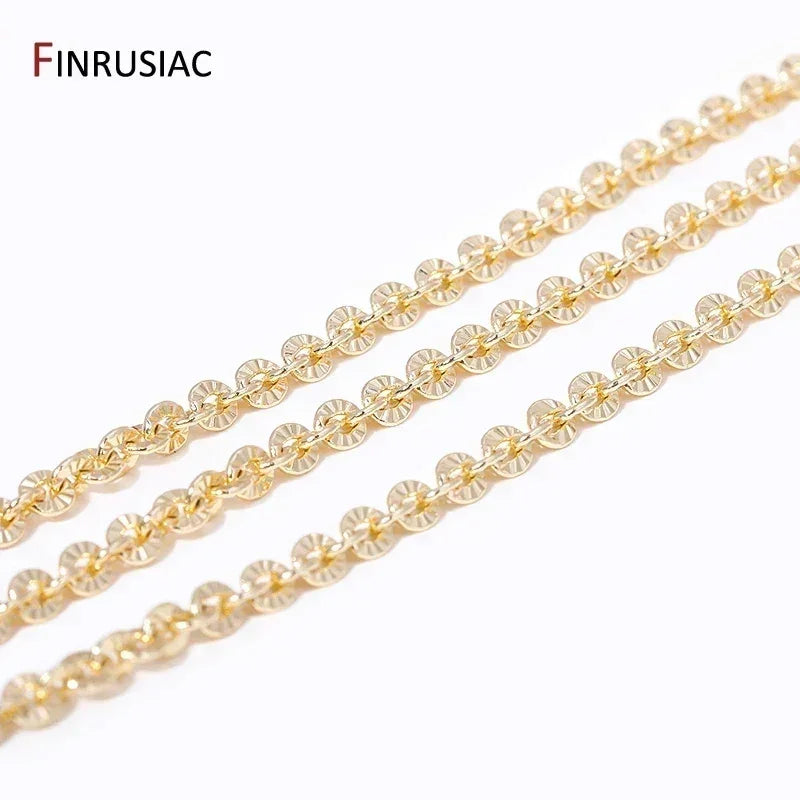 4mm*4.5mm 14K Real Gold Plated Round Textured Chains For Necklace Making, DIY Jewelry Accessories Handmade Crafts Chains Femstylo