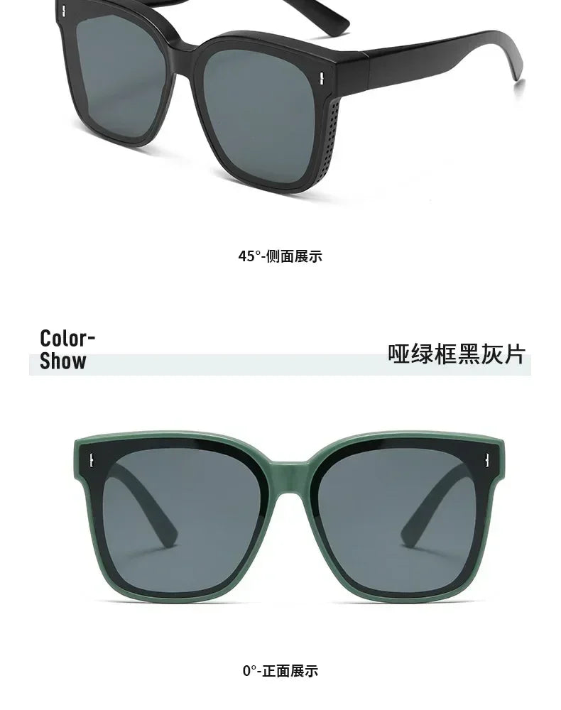 Fashion Square Polarized Sunglasses Cover Over Myopia Prescription Glasses Portable Men Women Vintage Fishing Driving Eyewear ﻿ Femstylo