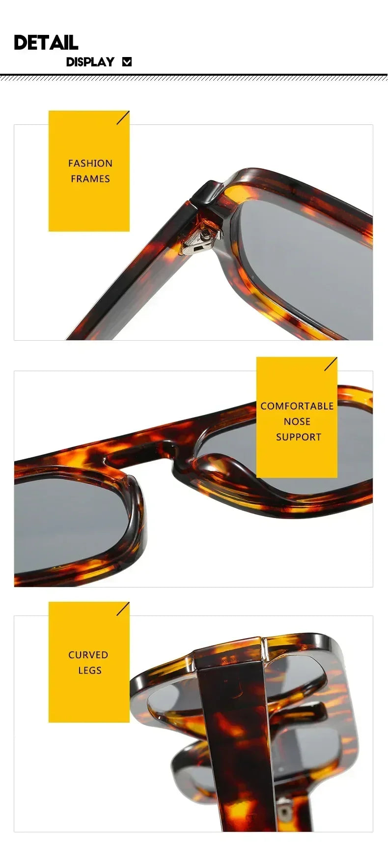 DOHOHDO 2025 Fashion Square Sunglasses Women New Retro Black Brown Thick Frame Pilot Sun Glasses Woman Chic Polygon Shades UV400 Femstylo