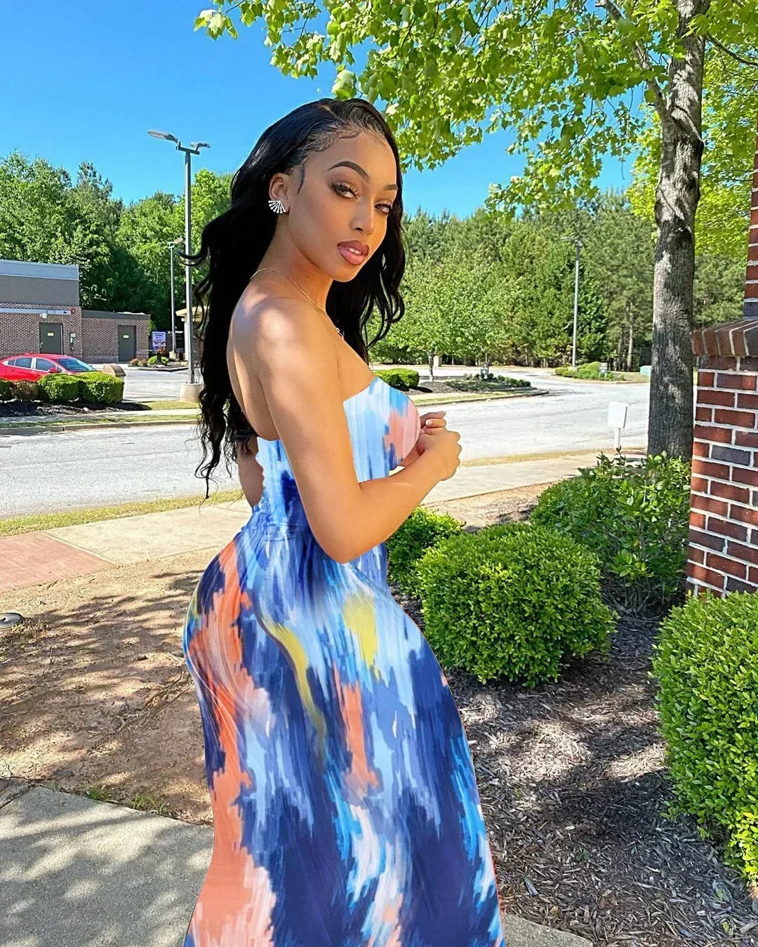 Spring And Summer Dresses For Women Chest Wrap Printed Off Shoulder Bandage Slim Sexy Long Dress 2023 New Fashion party MsChuh Femstylo