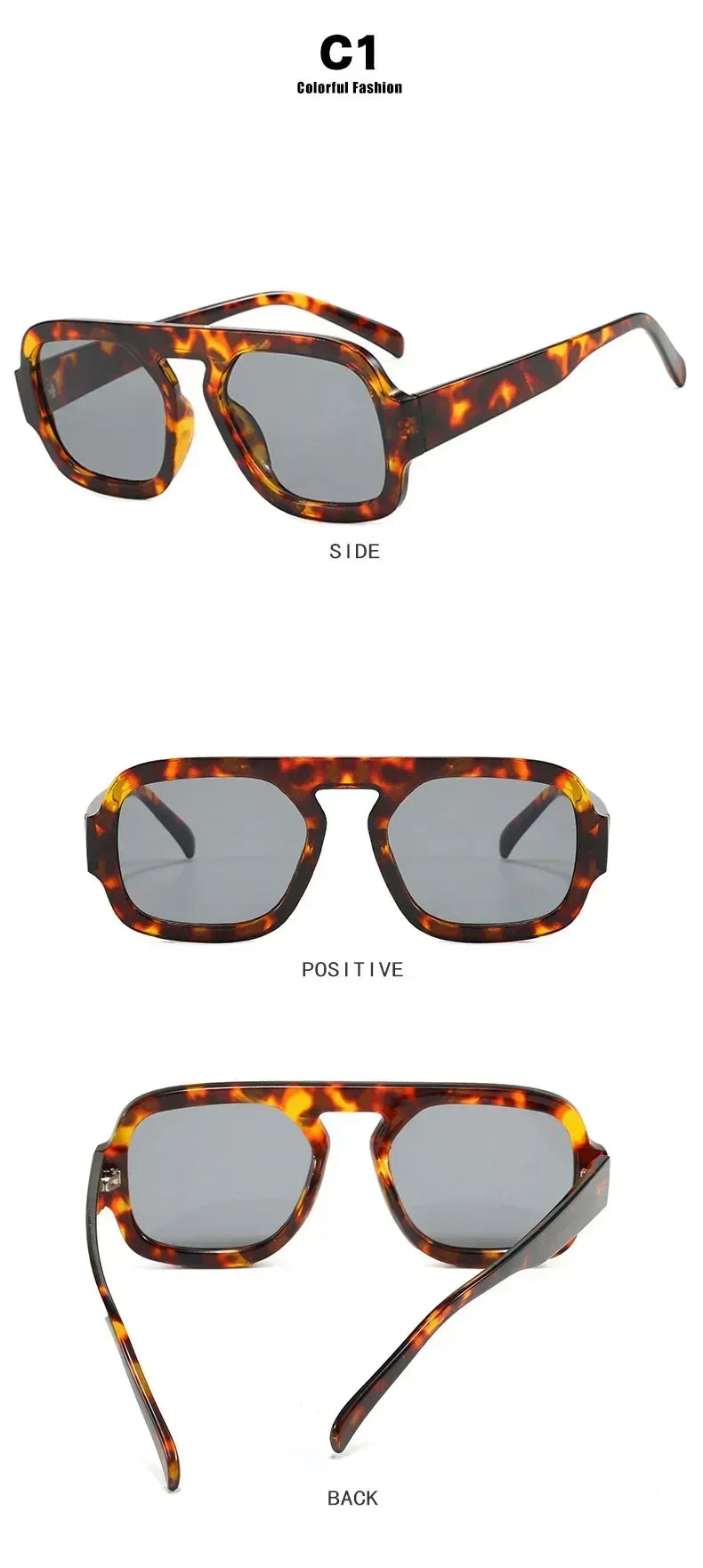 DOHOHDO 2025 Fashion Square Sunglasses Women New Retro Black Brown Thick Frame Pilot Sun Glasses Woman Chic Polygon Shades UV400 Femstylo
