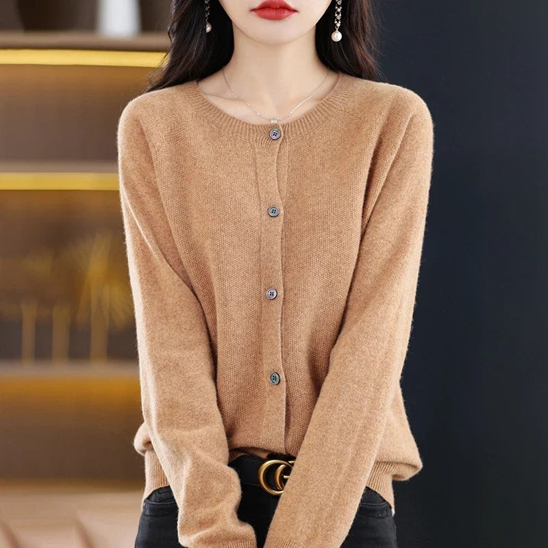 High-Grade Knit Sweater Crewneck Cardigan Coat Autumn And Winter New Middle-Aged And Elderly Women's Fashion ZD060 Urban Fashion Icon