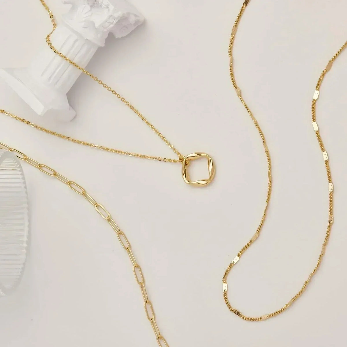 Layered Gold Necklaces for Women Stackable14K Gold Silver Plated Circle Paperclip Chain Pendant Choker Necklace Set For Woman Femstylo