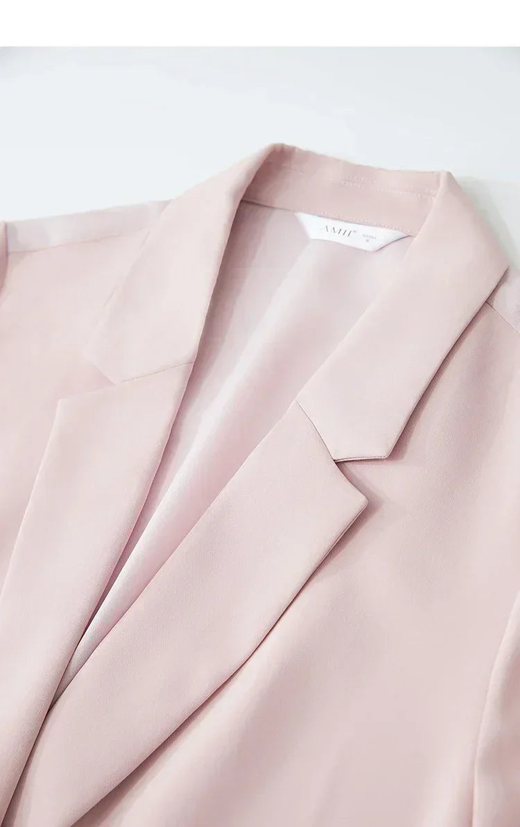 Amii Women's Top Minimalist 2025 Summer New Notched Lapel Contrast Material Patchwork One Button Short Sleeve Blazer 12542081 Femstylo