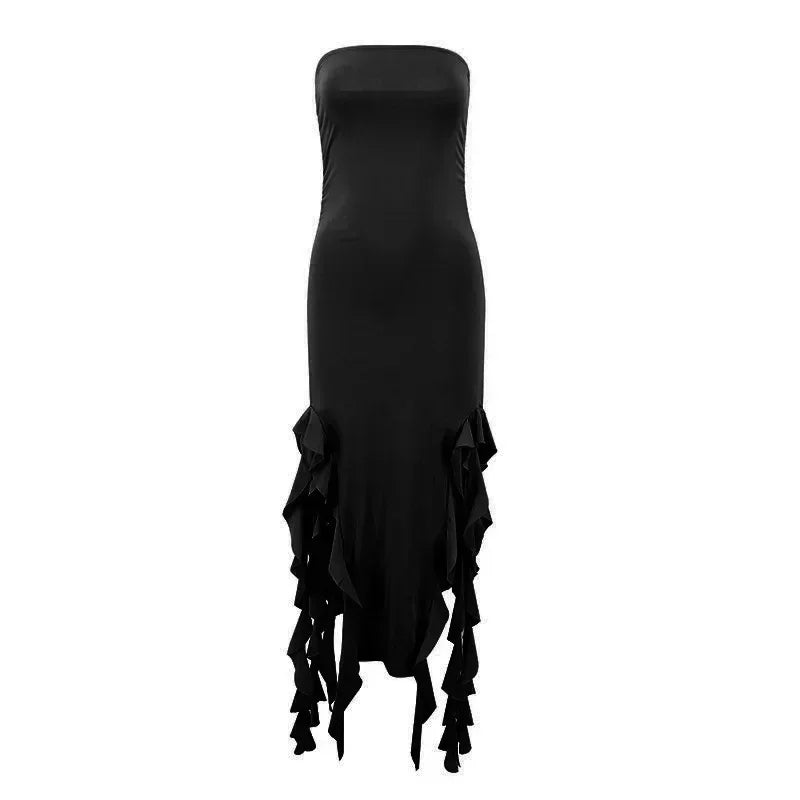 BWQ Long Dresses For Women Slit Sexy Bodycon Sleeveless Jellyfish Dress Hot Girls Fashion Off The Shoulders Maxi Dress Woman Femstylo