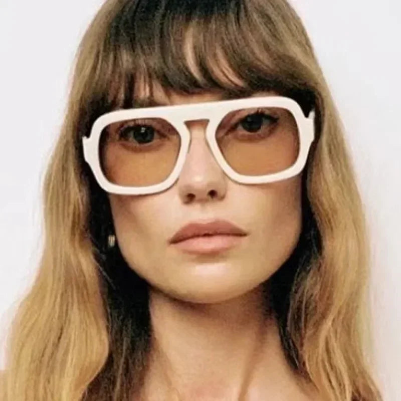 DOHOHDO 2025 Fashion Square Sunglasses Women New Retro Black Brown Thick Frame Pilot Sun Glasses Woman Chic Polygon Shades UV400 Femstylo