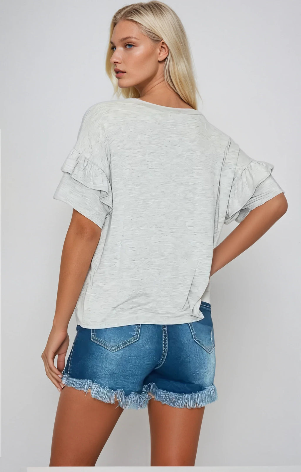 Effortless Charm Ruffle Sleeve Tee Fitkitty Culture Athleisure Wear, Yoga Wear & Women's Clothing