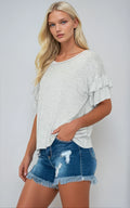 Effortless Charm Ruffle Sleeve Tee Fitkitty Culture Athleisure Wear, Yoga Wear & Women's Clothing