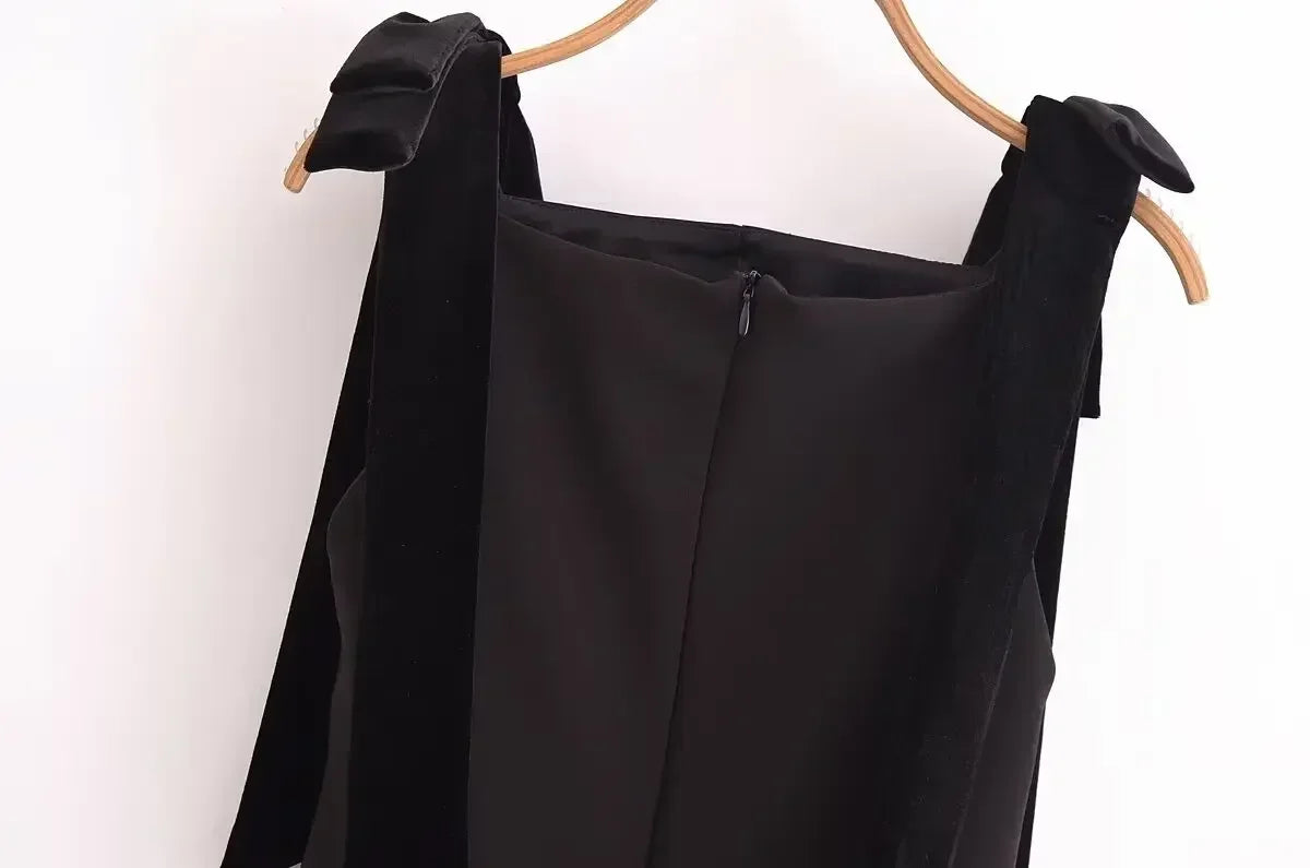 TFMLN Autumn New Women Dress 2024 Slim Chic Sleeveless Dress Bow Casual  Mini Frock Female Fashion Elegant Short Party Dress Femstylo