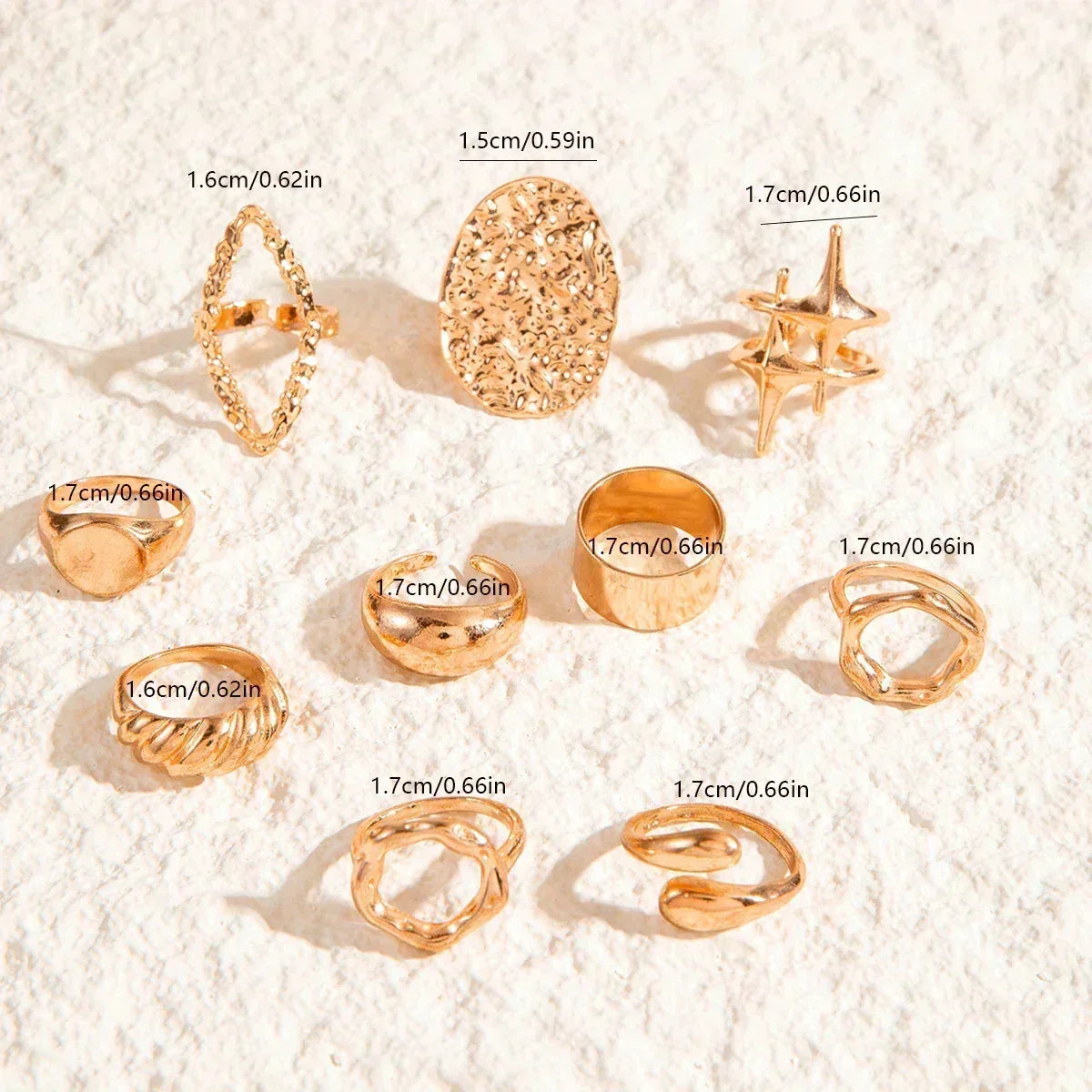 Docona Fashion Elegant Stacking Gold Colour Rings Geometric Design Ring Set Accessories Daily Festival Party Gifts 27910 Femstylo
