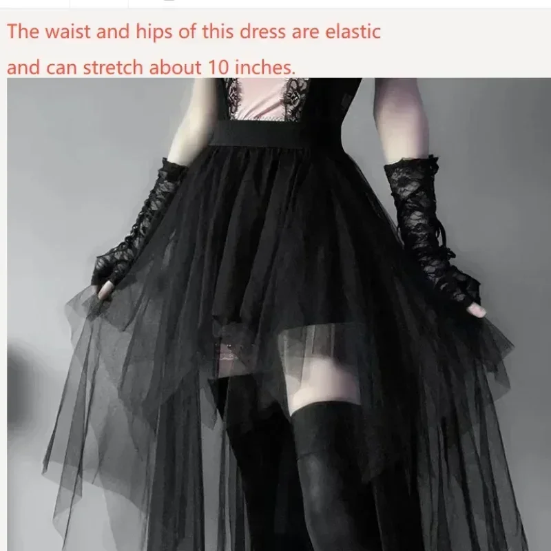 Casual Skirts Punk Sexy Net Yarn High-Waisted Irregular Skirt for Women Summer New European and American Gothic Style Versatile Femstylo