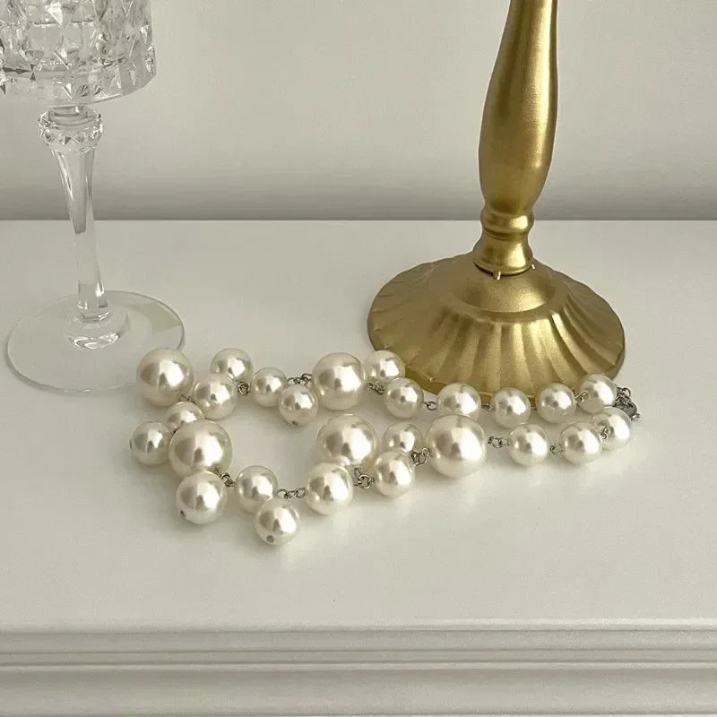 Elegant Imitation Pearl Women's Necklace Big Pearls Beads Choker Necklaces Party Wedding Bride Necklace Jewelry Girls Gifts Femstylo
