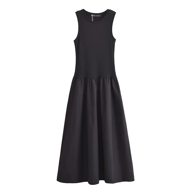 HXAO Women's Black Long Dresses 2025 Spring Sleeveless Elegant Dresses Fashion Casual Vintage Party Khaki Dresses Vestidos Urban Fashion Icon