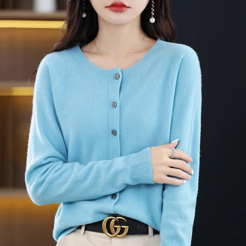 High-Grade Knit Sweater Crewneck Cardigan Coat Autumn And Winter New Middle-Aged And Elderly Women's Fashion ZD060 Urban Fashion Icon