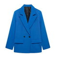 Willshela Women Fashion With Pockets Solid Double Breasted Blazer Vintage Long Sleeves Notched Neck Female Office Lady Outfits Femstylo