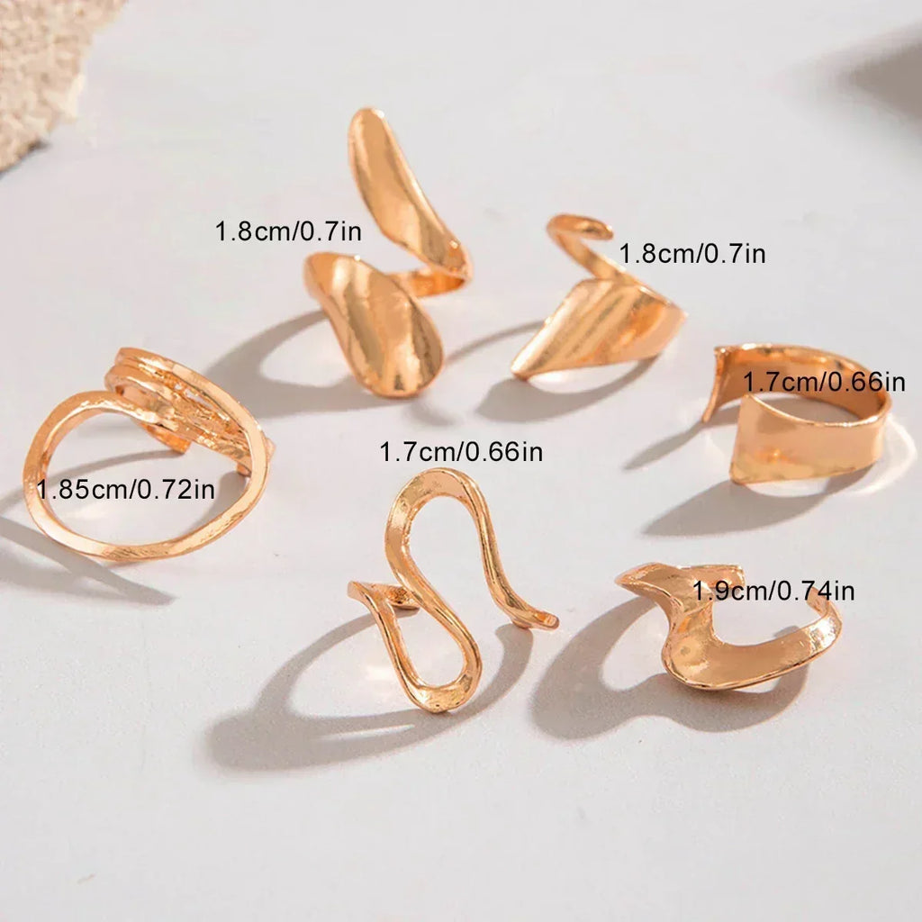 Docona Fashion Elegant Stacking Gold Colour Rings Geometric Design Ring Set Accessories Daily Festival Party Gifts 27910 Femstylo