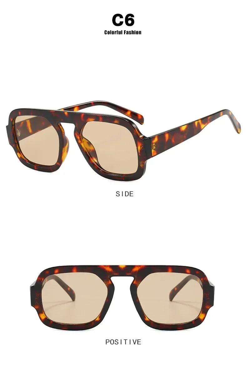 DOHOHDO 2025 Fashion Square Sunglasses Women New Retro Black Brown Thick Frame Pilot Sun Glasses Woman Chic Polygon Shades UV400 Femstylo